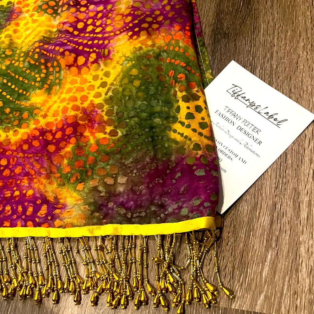TIFFANYSLABEL TRIBAL-AFRICAN PRINT WRAP/SKIRT CLOTH W/GOLD TRIM APPLICATION